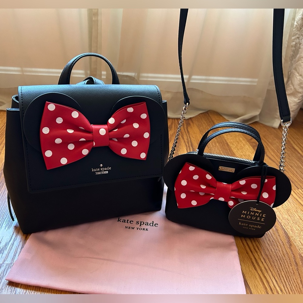 Set of 2 bags, Kate Spade Minnie Mouse Neema Backpack + Crossbody/Shoulder Bag